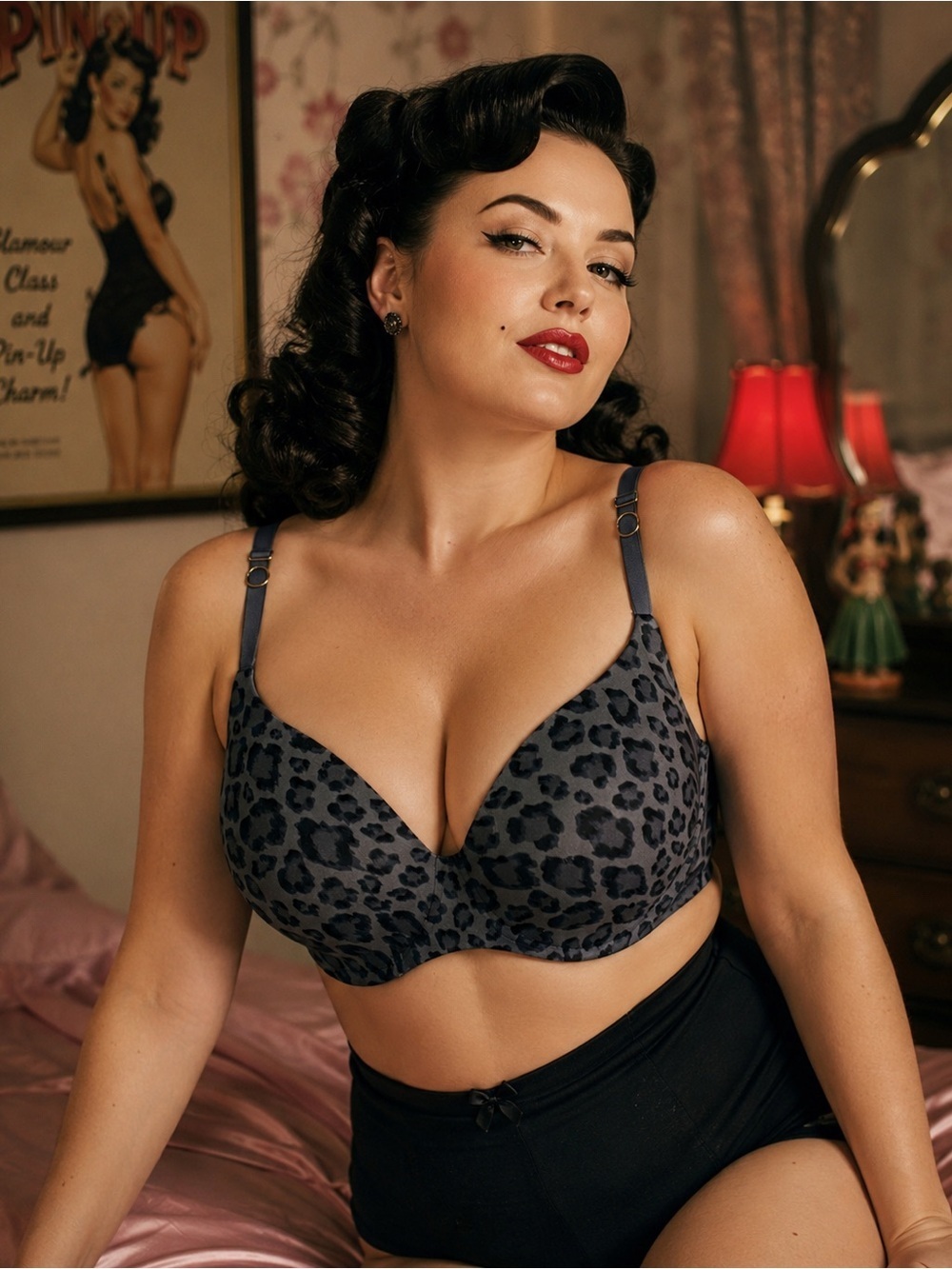 Victorias Secret 32DD Bra Gray Animal Print Incredible Lined Demi Underwire